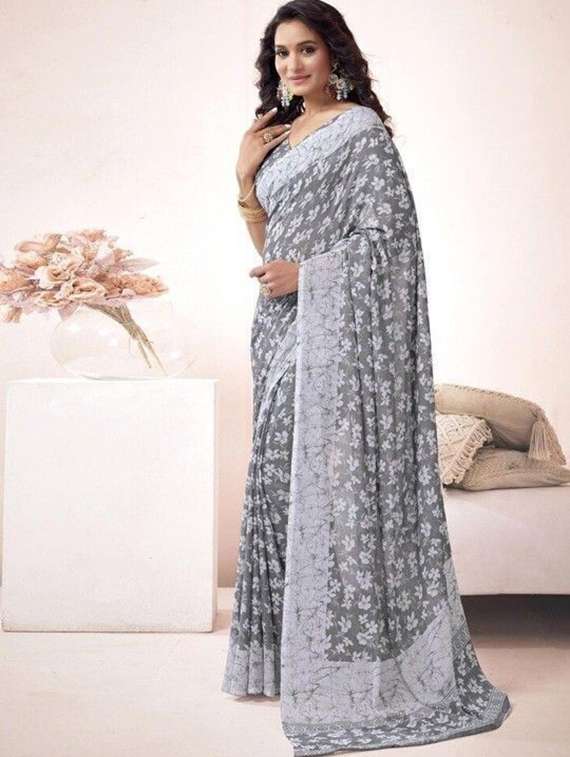 women printed casual wear saree with blouse - 22243574 -  Standard Image - 2