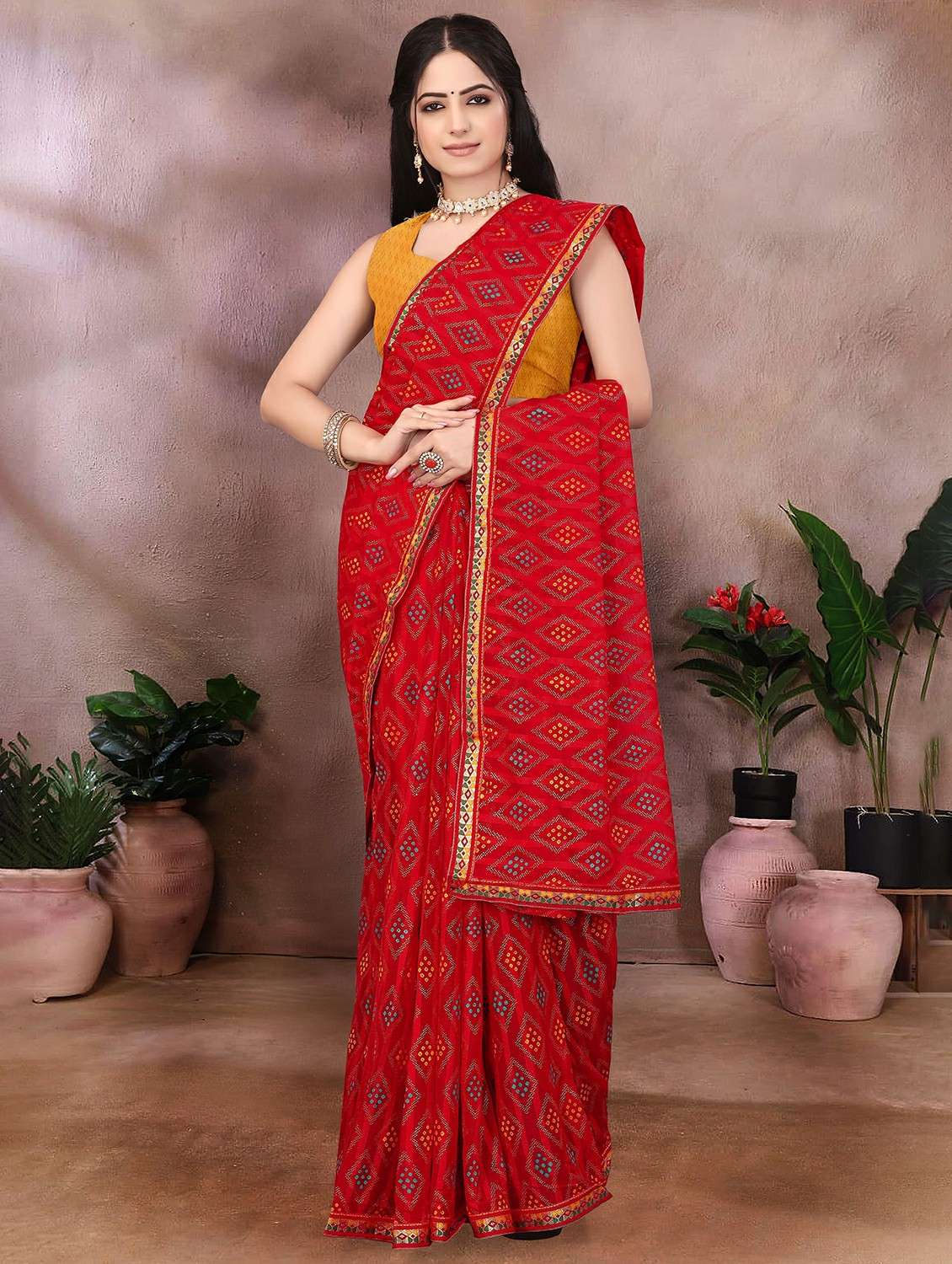 women bandhani printed saree - 22243598 -  Standard Image - 2