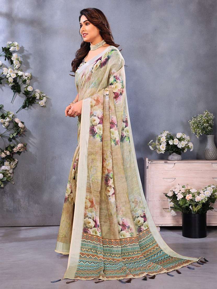 women floral printed saree with blouse - 22243606 -  Standard Image - 2