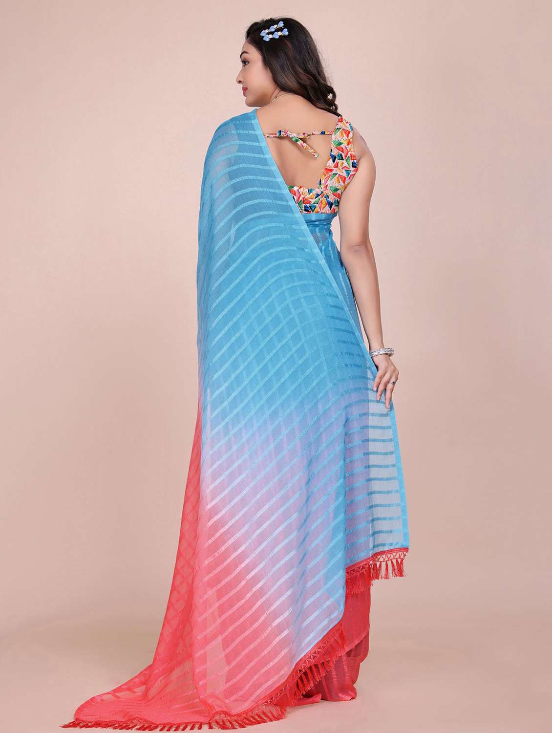 women pack of 2 ombre combo saree with blouse - 22243608 -  Standard Image - 2