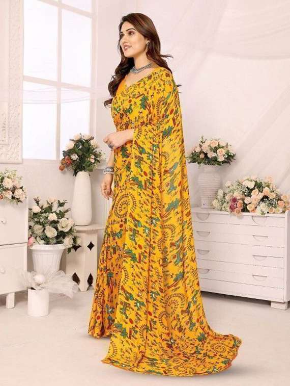 women printed casual wear saree with blouse - 22243610 -  Standard Image - 2