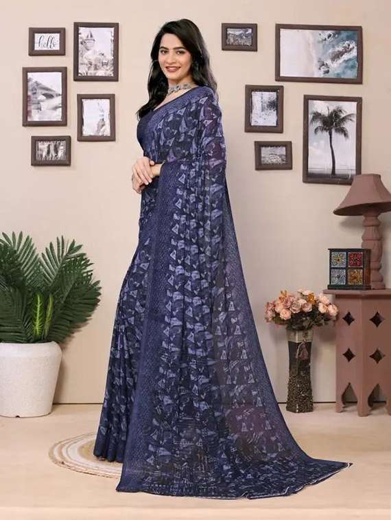 women printed casual wear saree with blouse - 22243613 -  Standard Image - 2
