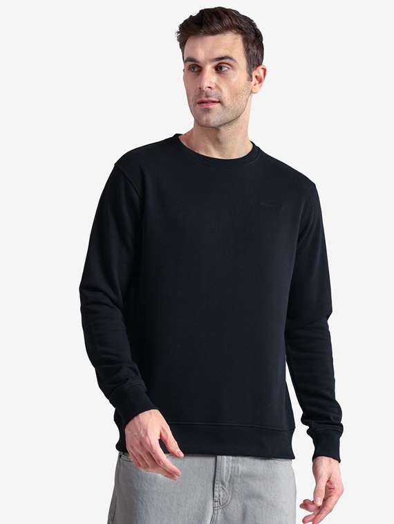 men solid long sleeve regular fit sweatshirt