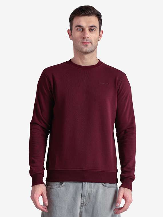 men solid long sleeve regular fit sweatshirt
