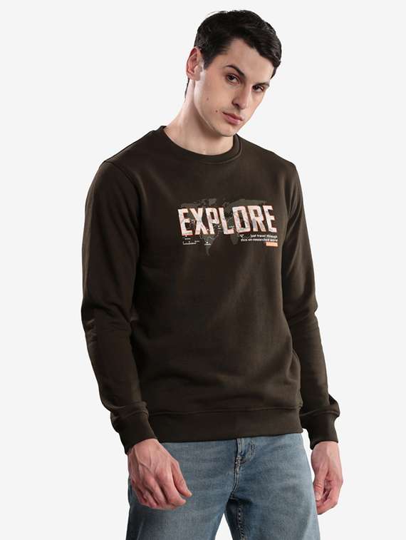 men typographic long sleeve regular fit sweatshirt