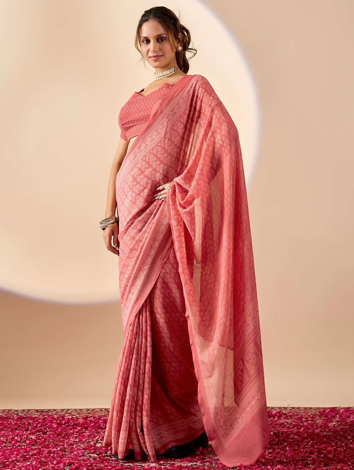women printed ready to wear saree with blouse - 22243991 -  Standard Image - 2