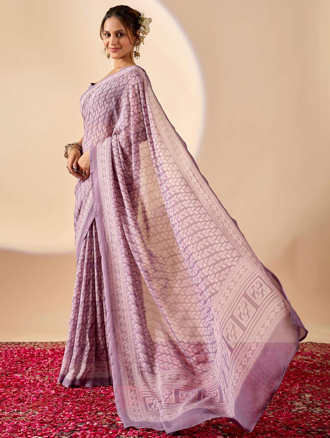 women printed ready to wear saree with blouse - 22243992 -  Standard Image - 2