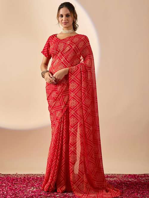 women bandhani ready to wear saree with blouse - 22243994 -  Standard Image - 0