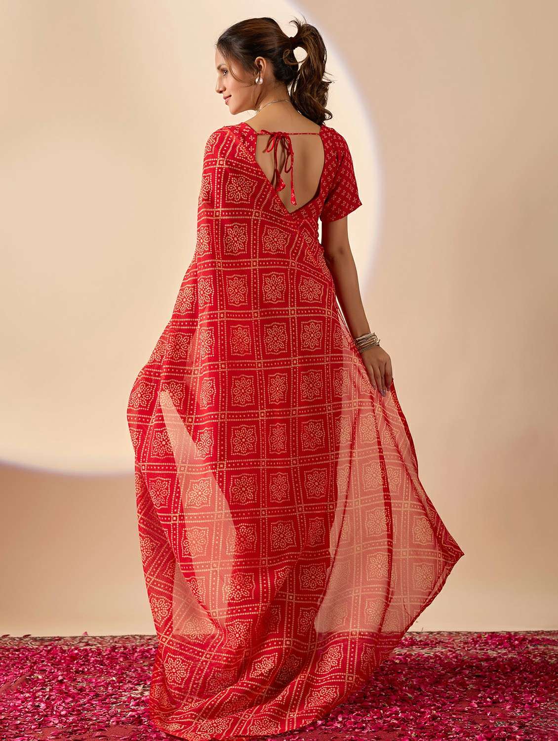 women bandhani ready to wear saree with blouse - 22243994 -  Standard Image - 2