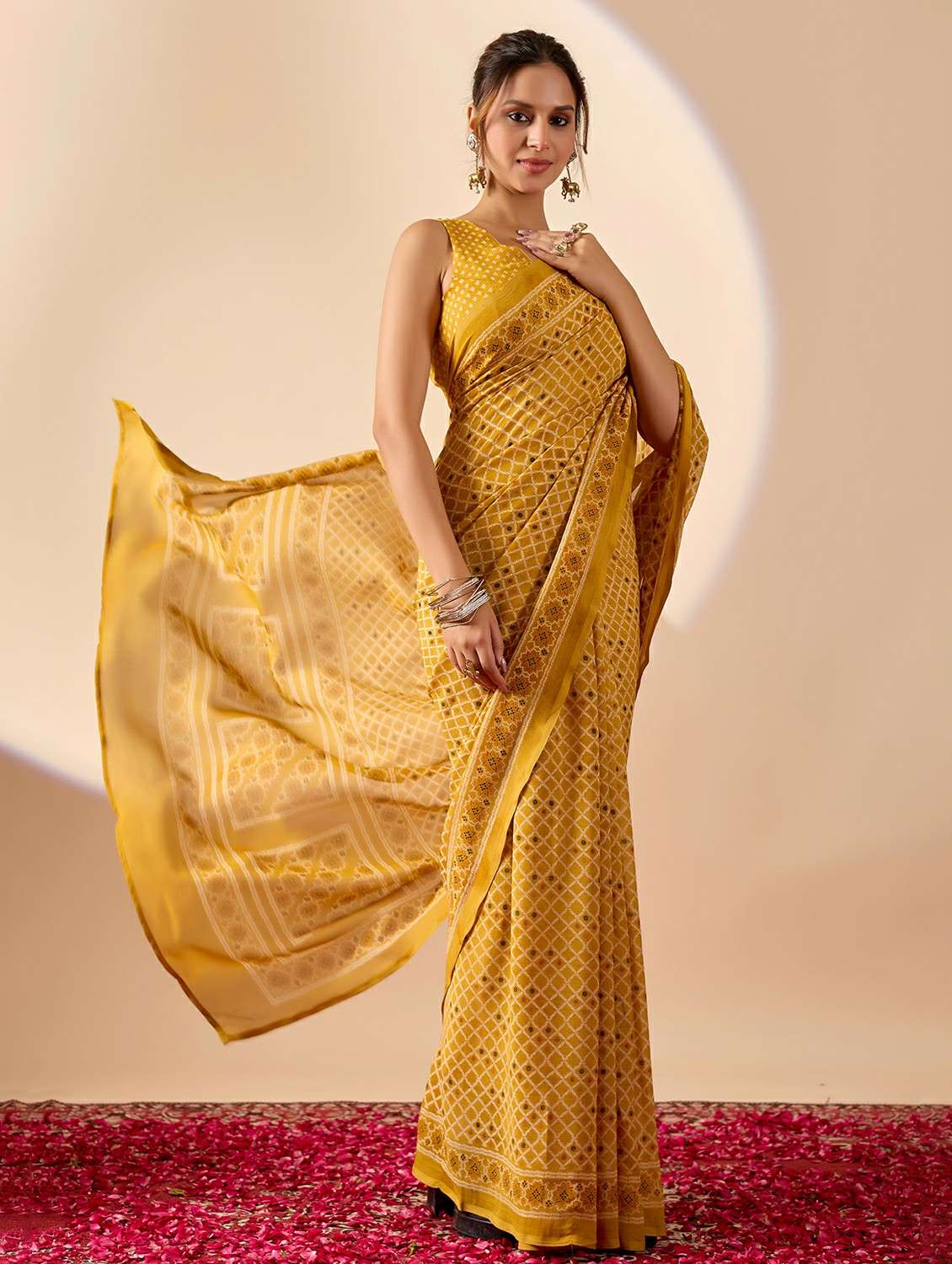 women printed ready to wear saree with blouse - 22243998 -  Standard Image - 2