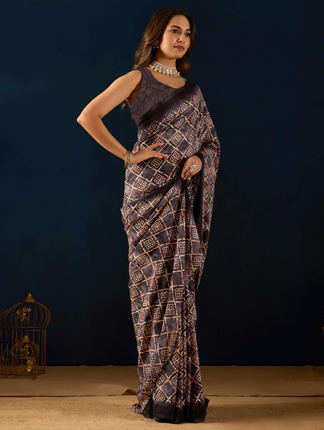 women printed ready to wear saree with blouse - 22244000 -  Standard Image - 2