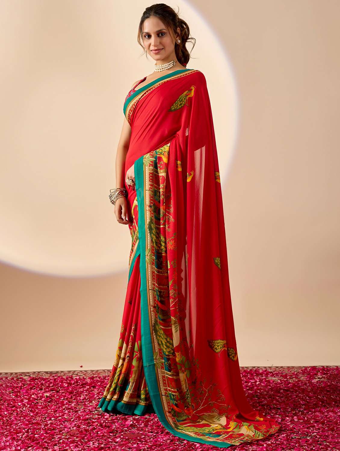 women printed ready to wear saree with blouse - 22244001 -  Standard Image - 2