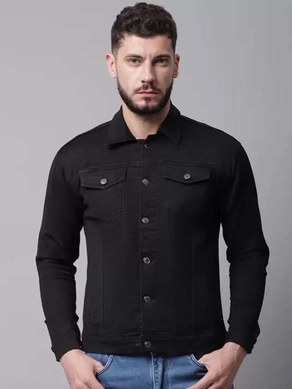 men solid long sleeve regualr fit denim jacket