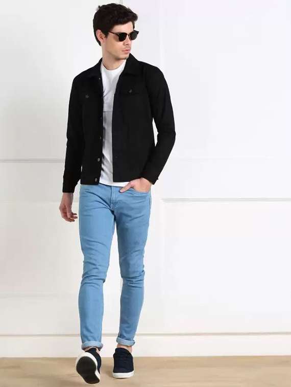 men solid long sleeve denim jacket - 22244083 -  Standard Image - 2