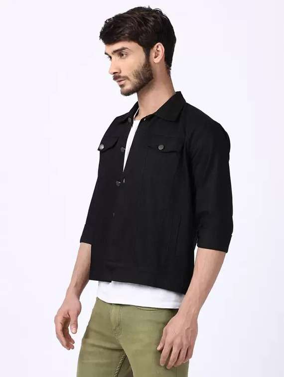 men solid long sleeve denim jacket - 22244085 -  Standard Image - 2