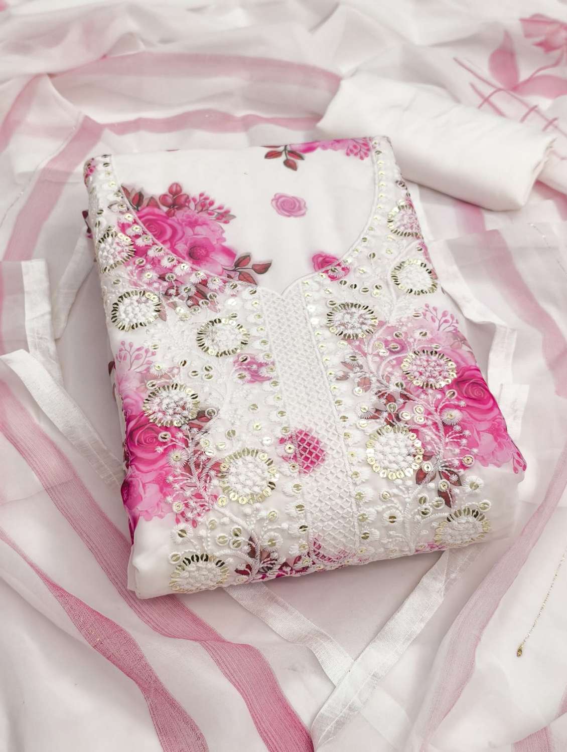 women floral embroidered unstitched suit set