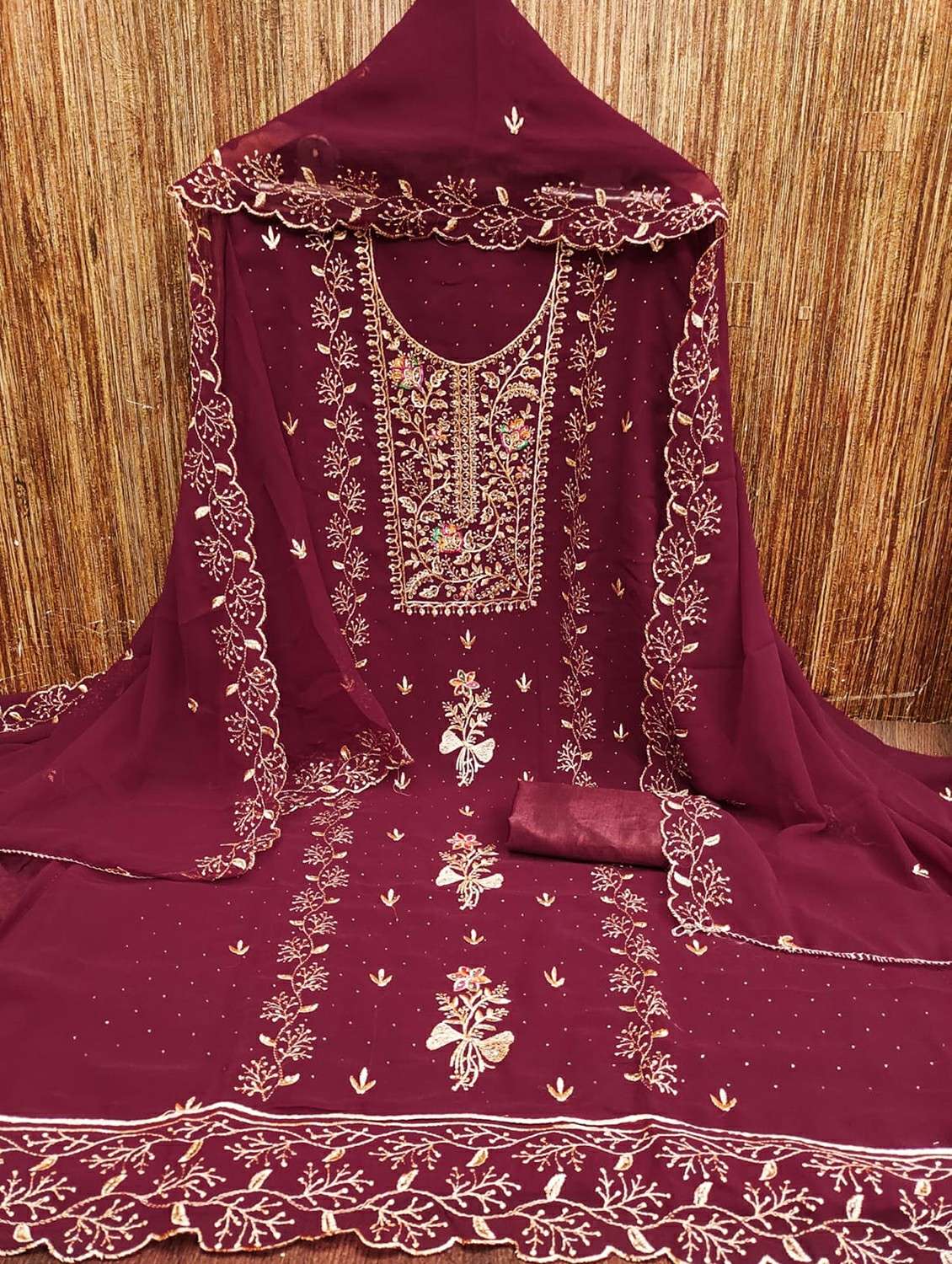 women solid with work unstitched suit set - 22244149 -  Standard Image - 2