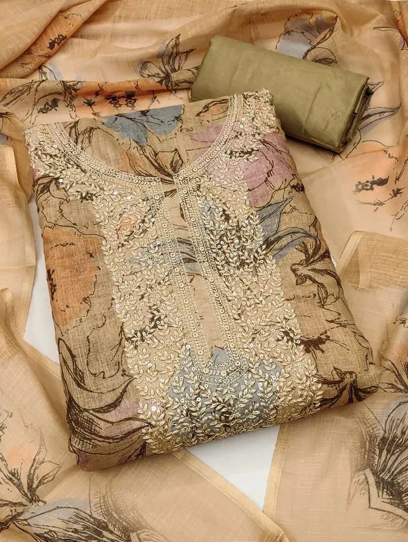 women floral embroidered unstitched suit set