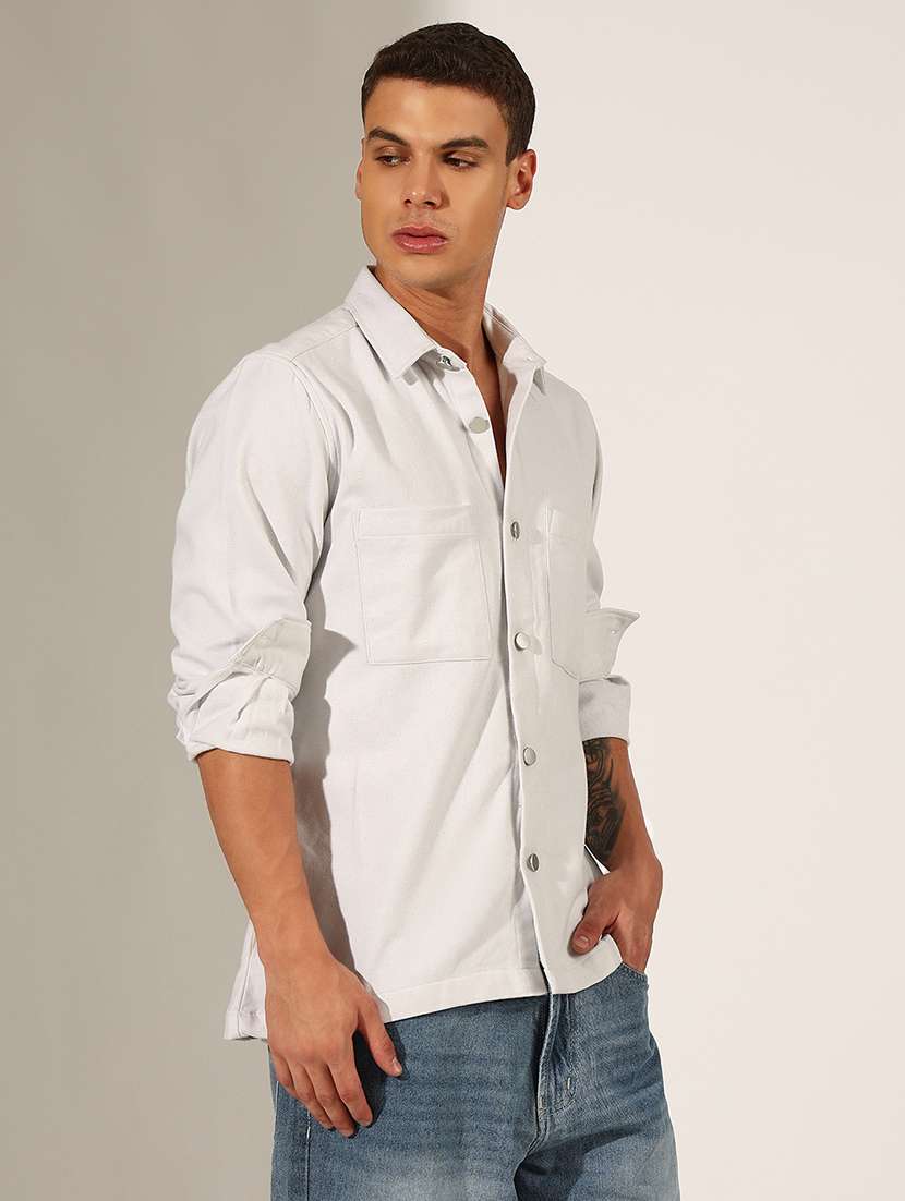 men solid long sleeve regular fit shacket - 22244195 -  Standard Image - 2