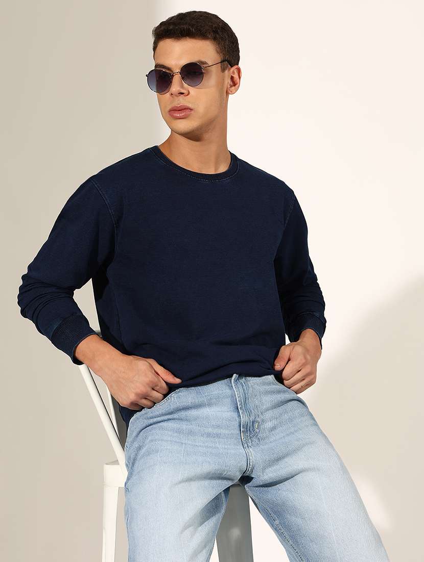 men solid long sleeve regular fit sweatshirt