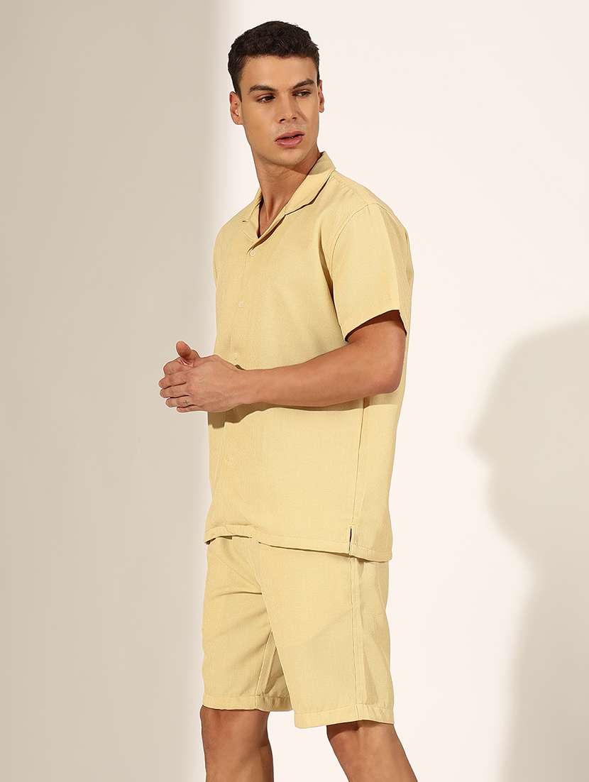men solid shirt and shorts co-ord set - 22244211 -  Standard Image - 2
