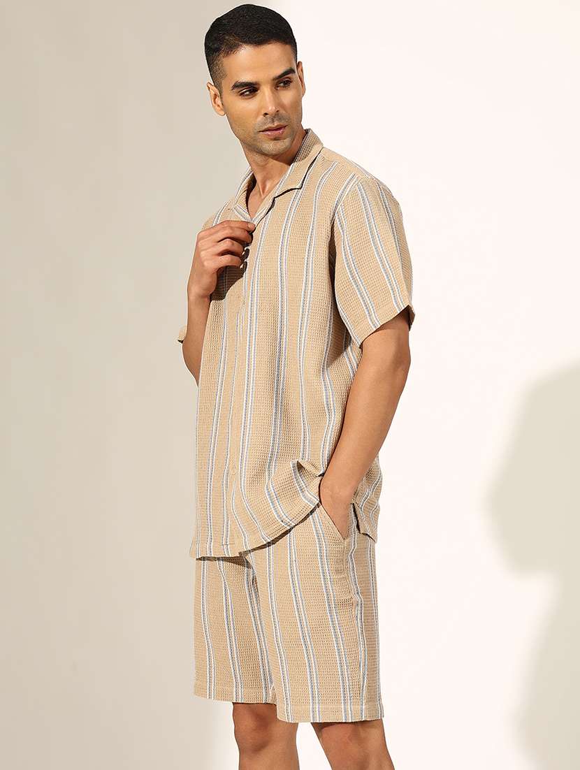 men striped shirt and shorts co-ord set - 22244213 -  Standard Image - 2