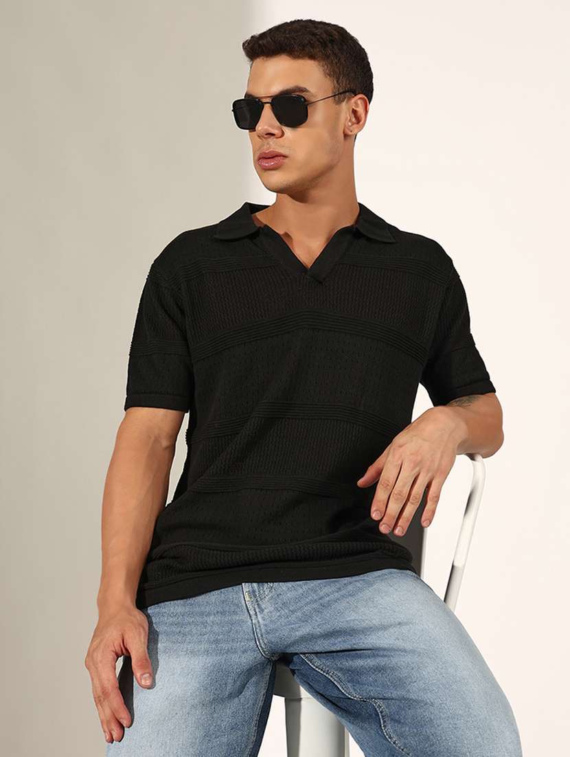 men solid short sleeve polo t-shirt