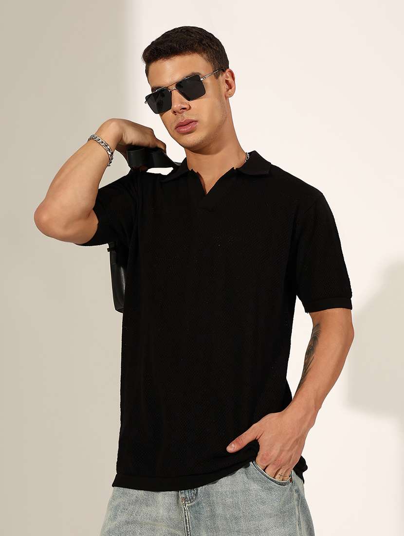 men solid short sleeve polo t-shirt