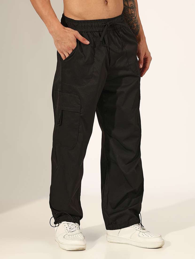 men solid mid rise parachute trouser - 22244230 -  Standard Image - 2