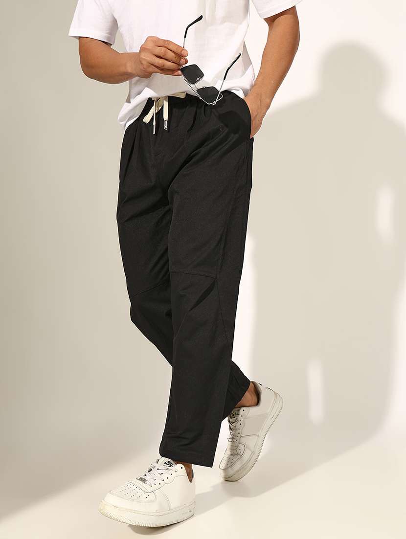 men solid mid rise straight chino trouser