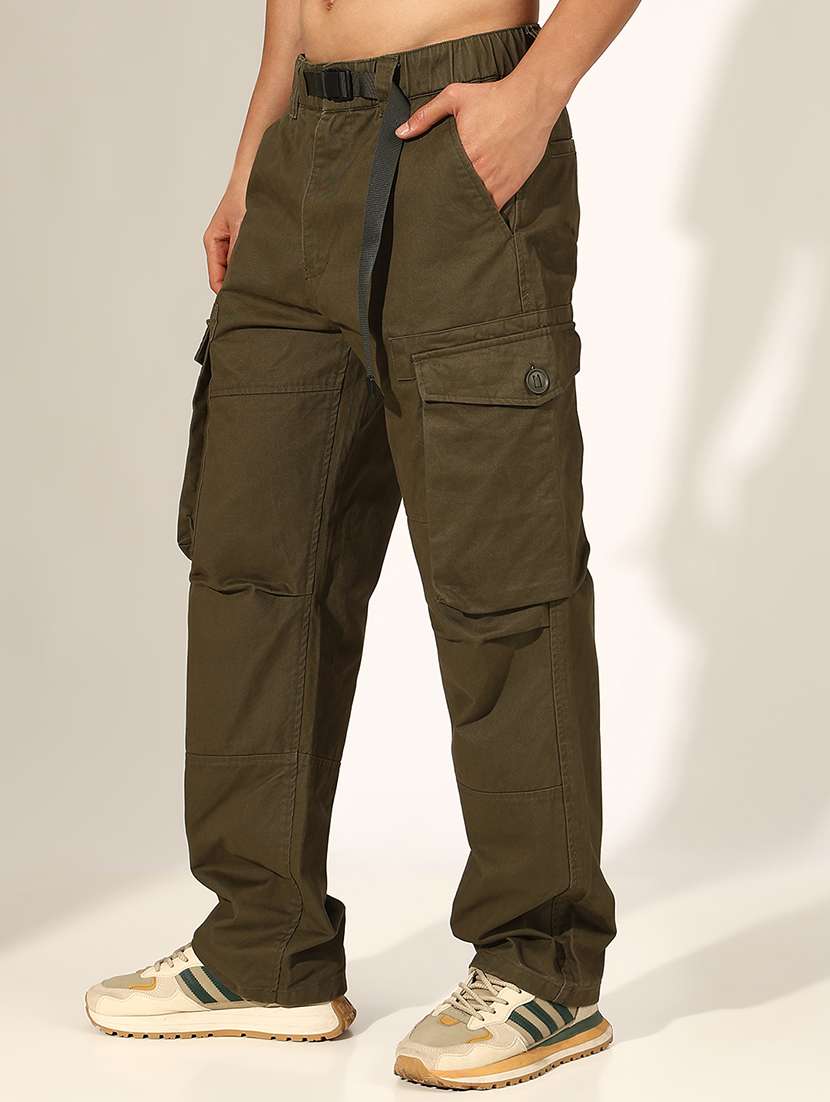 men solid mid rise relaxed fit cargo - 22244240 -  Standard Image - 2