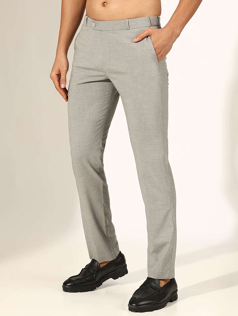 men solid low rise formal trouser - 22244244 -  Standard Image - 2