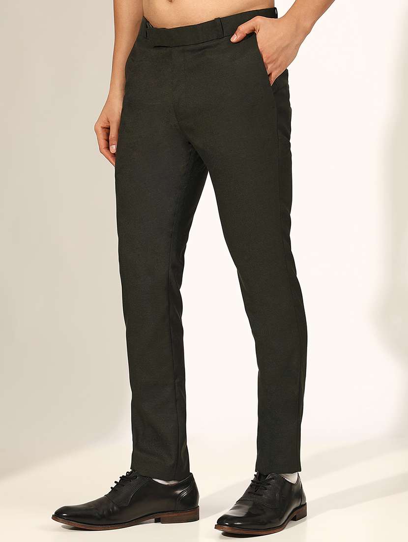 men solid low rise formal trouser - 22244245 -  Standard Image - 2