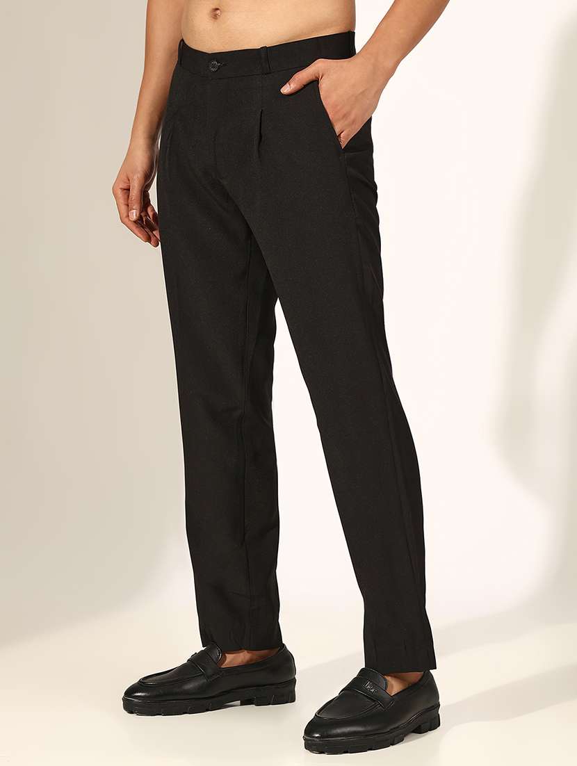 men solid low rise formal trouser - 22244246 -  Standard Image - 2