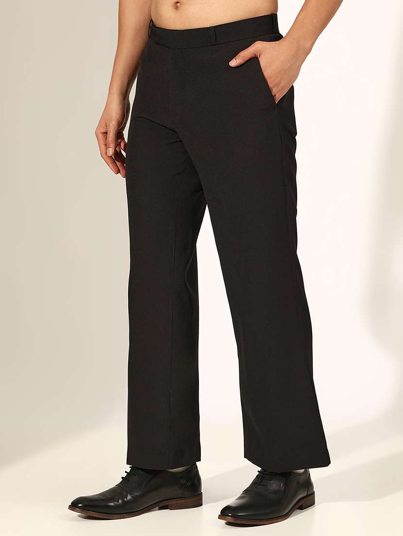 men solid low rise bootcut trouser - 22244248 -  Standard Image - 2