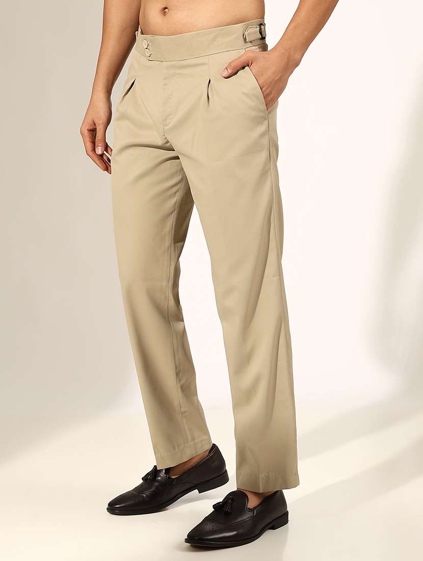men solid low rise formal trouser - 22244249 -  Standard Image - 2