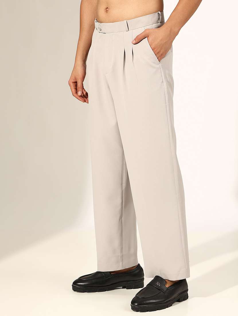 men solid low rise formal trouser - 22244250 -  Standard Image - 2