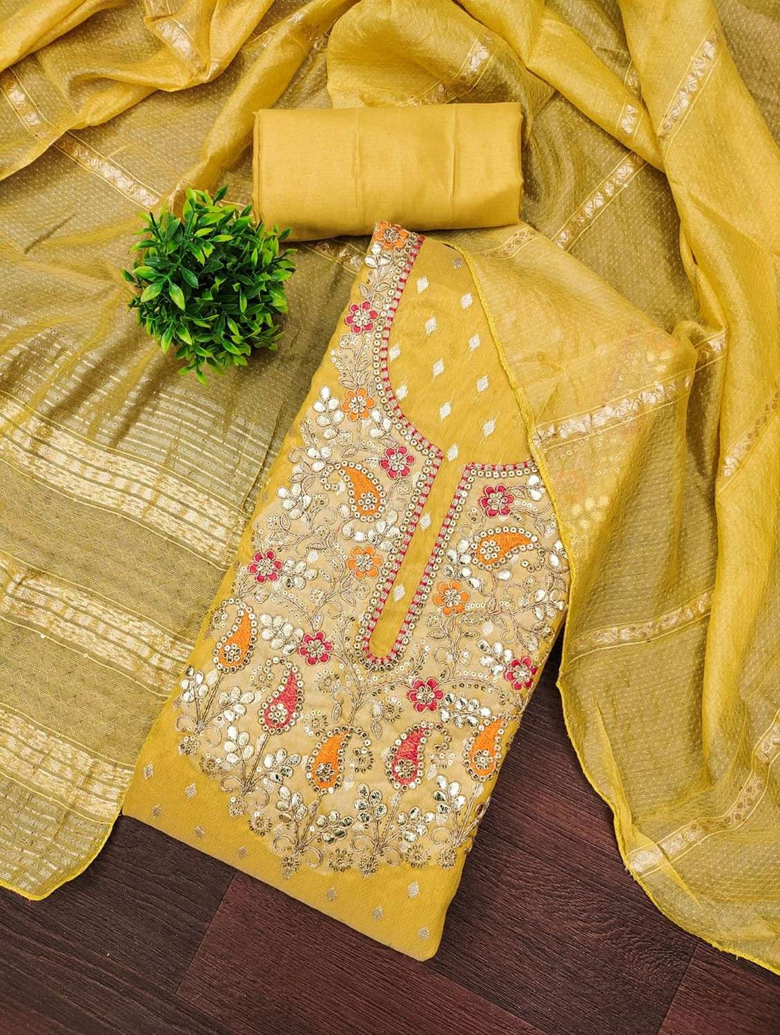 women self design embroidered unstitched suit set - 22244258 -  Standard Image - 2