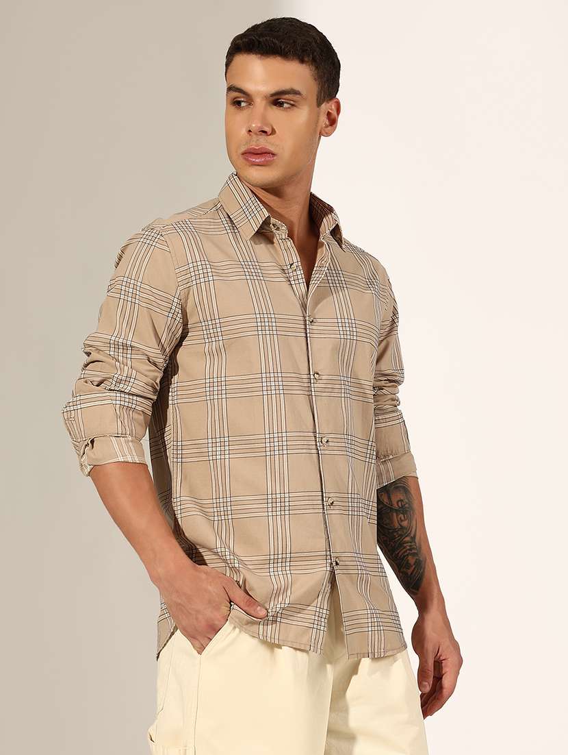 men checkered long sleeve regualr fit casual shirt - 22244274 -  Standard Image - 2