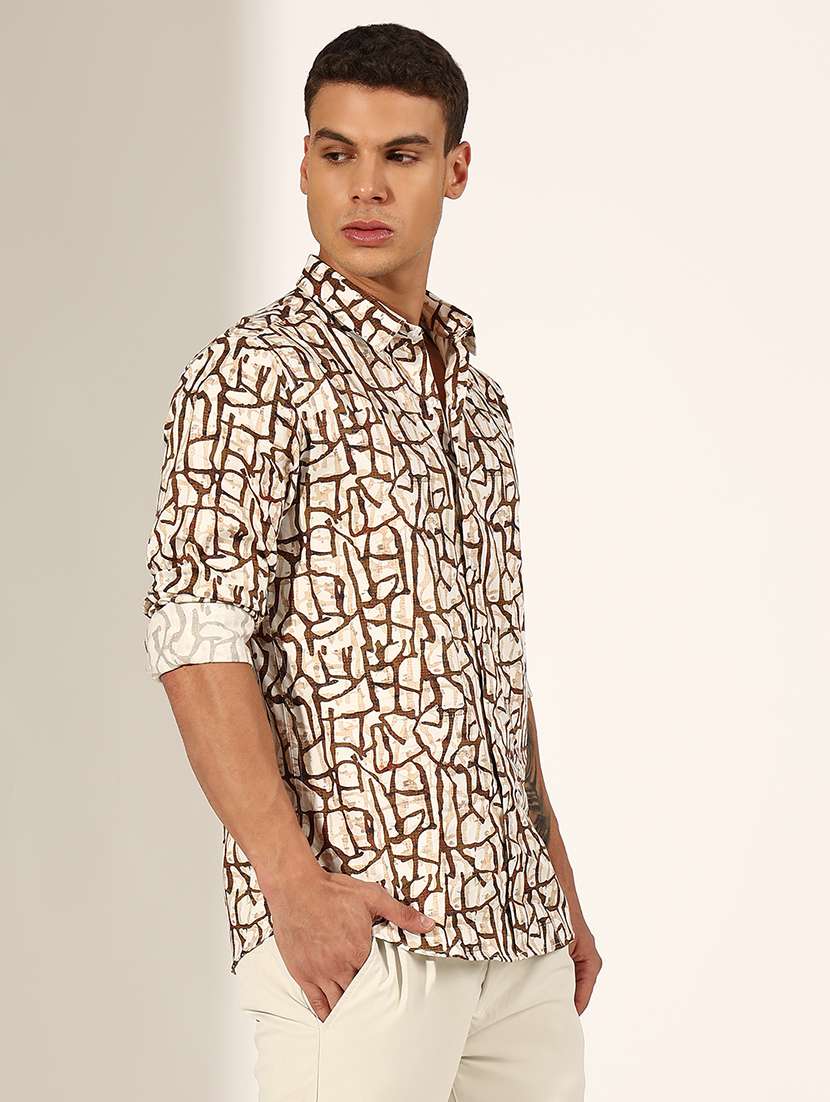 men printed long sleeve regualr fit casual shirt - 22244276 -  Standard Image - 2