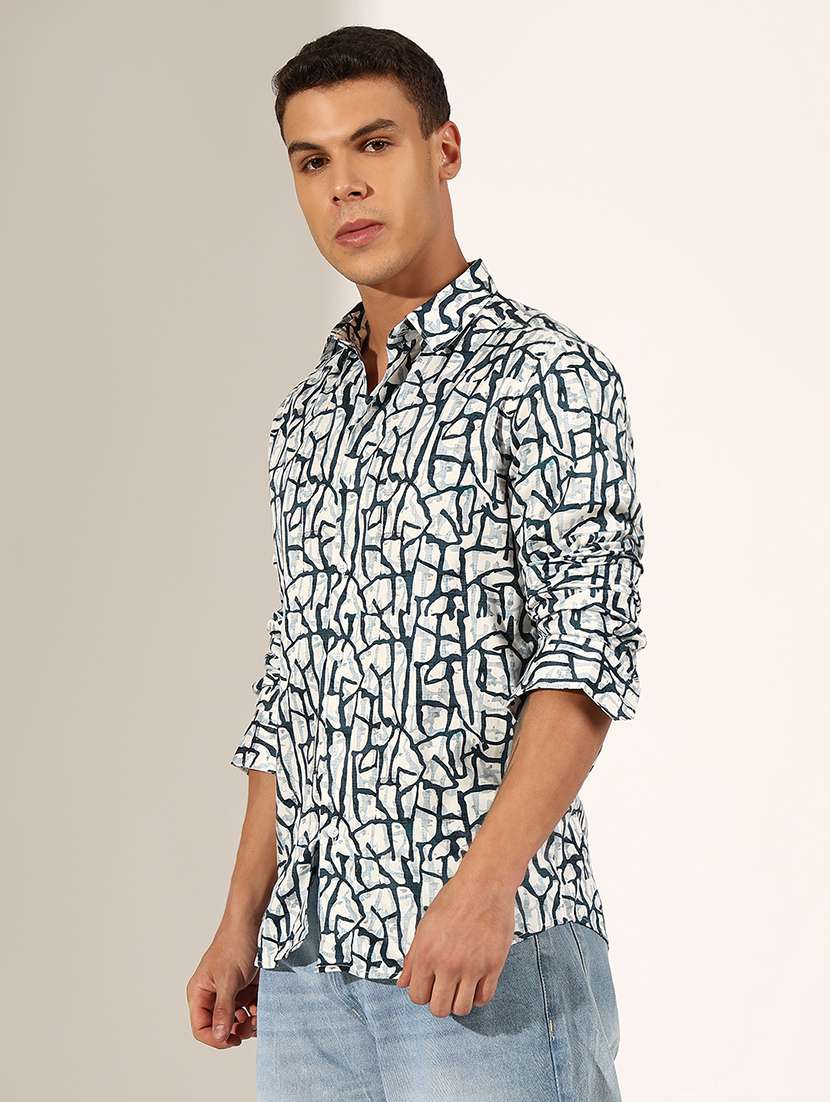 men printed long sleeve regualr fit casual shirt - 22244278 -  Standard Image - 2