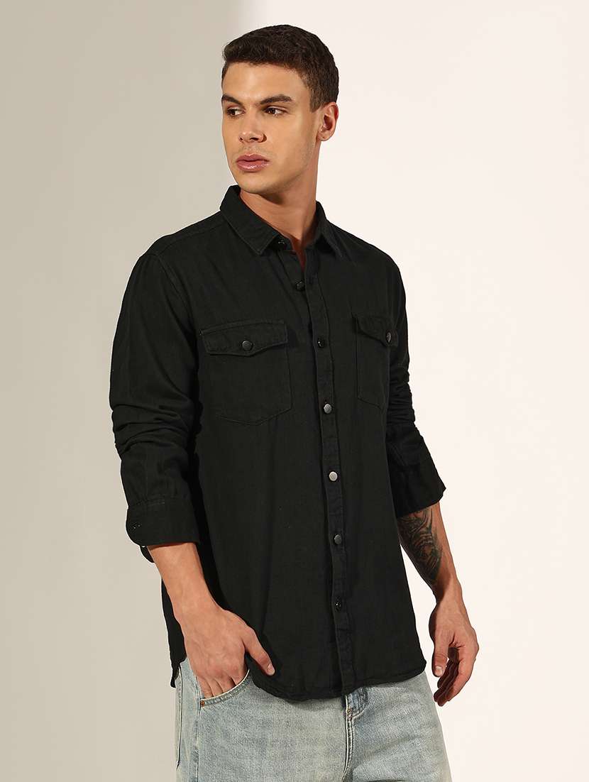 men solid long sleeve loose fit shirt - 22244286 -  Standard Image - 2