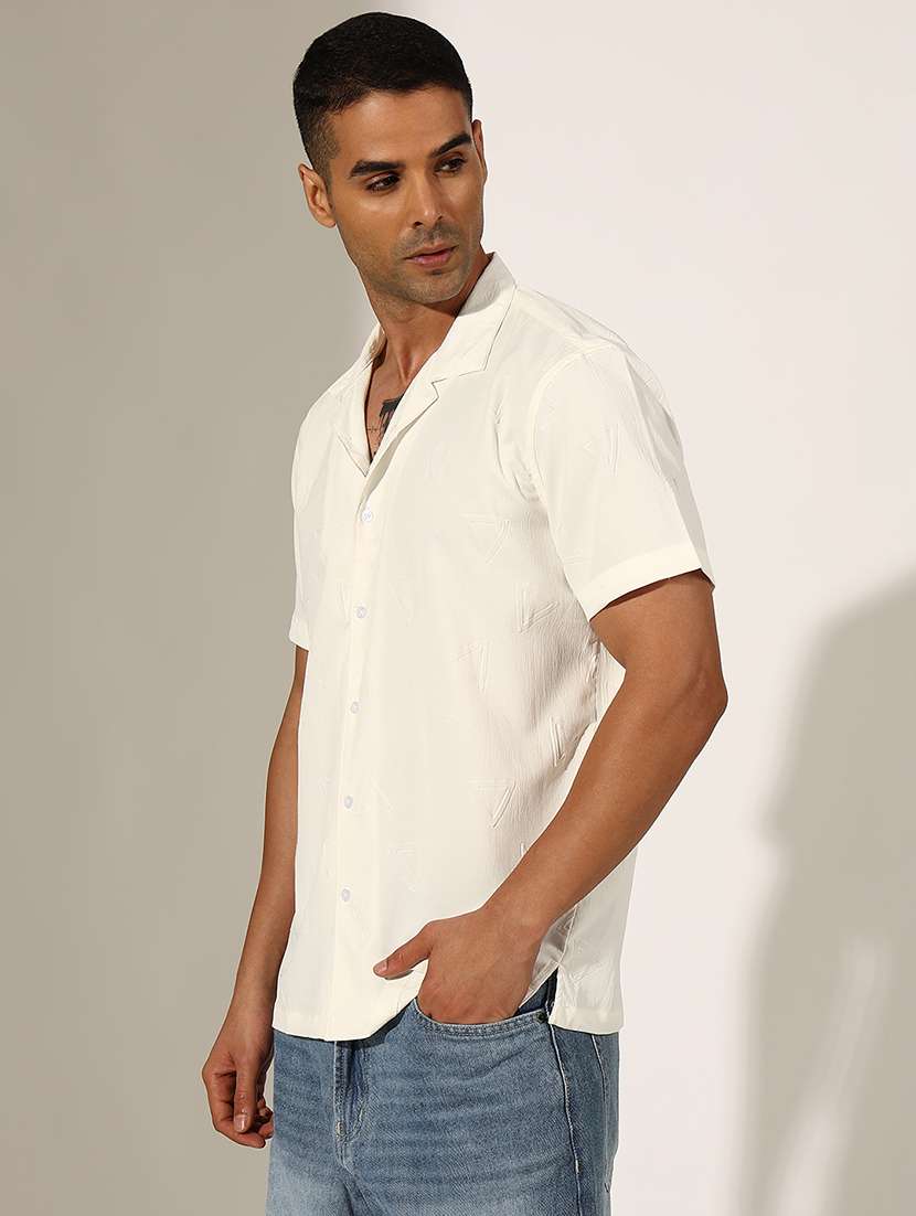 men self design short sleeve loose fit casual shirt - 22244295 -  Standard Image - 2