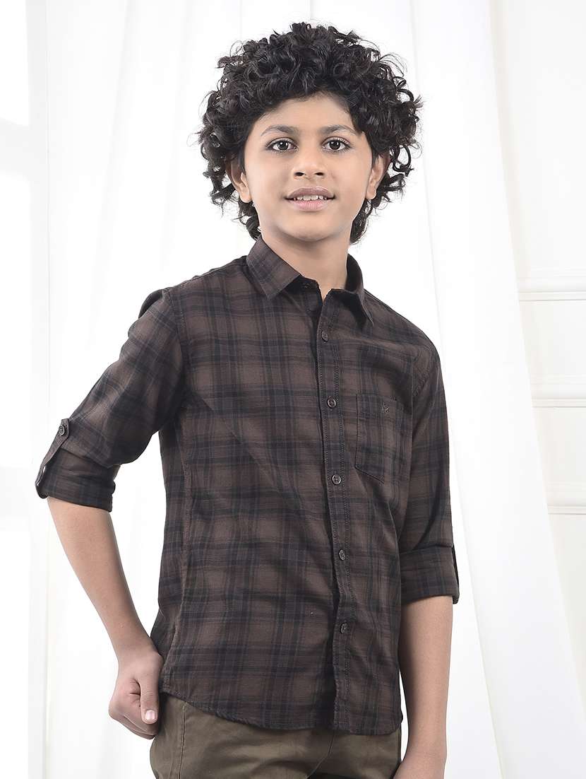 boys checkered collared long sleeve shirt - 22244307 -  Standard Image - 2