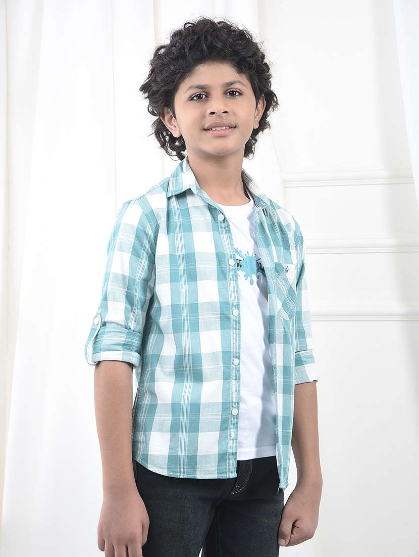 boys checkered collared long sleeve shirt - 22244311 -  Standard Image - 2