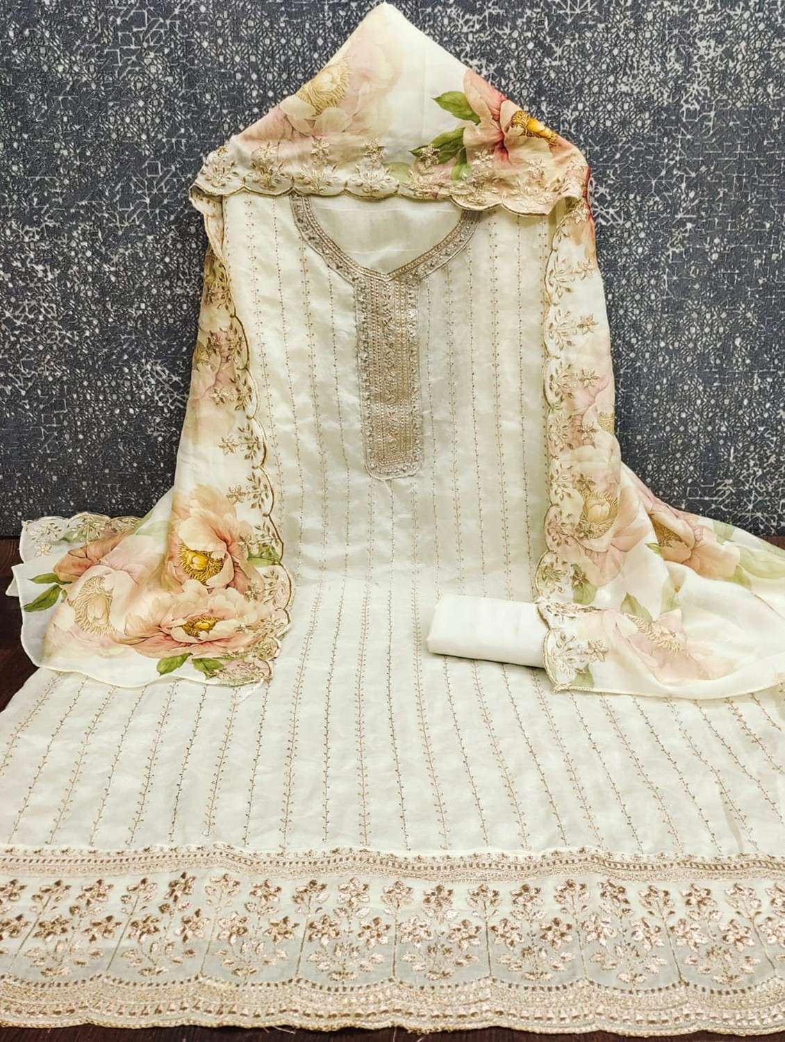 women solid with work unstitched suit set - 22244348 -  Standard Image - 2