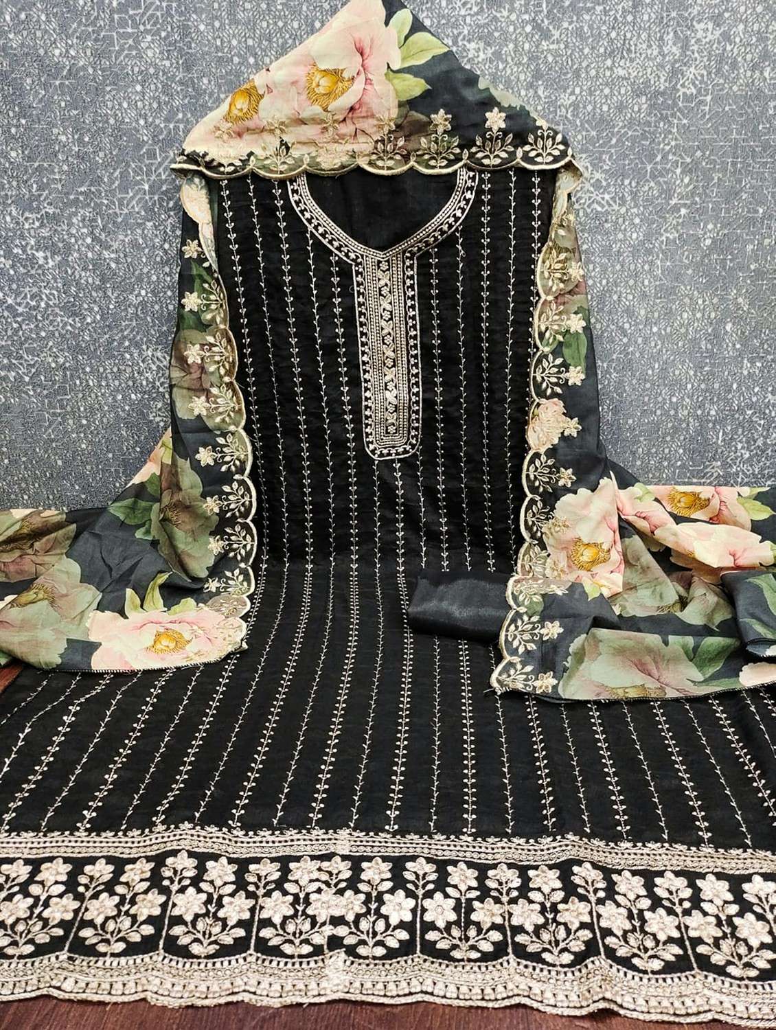 women solid with work unstitched suit set - 22244349 -  Standard Image - 2