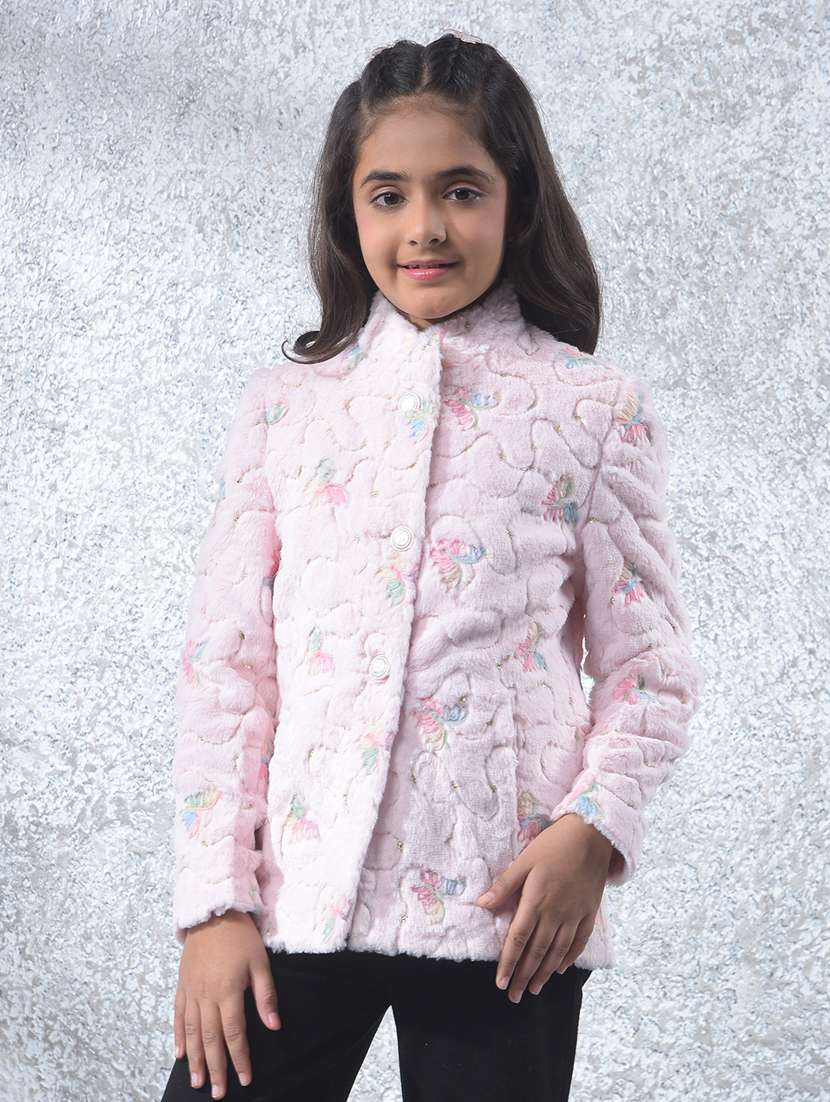 girls self designed long sleeve regular coat - 22244394 -  Standard Image - 2