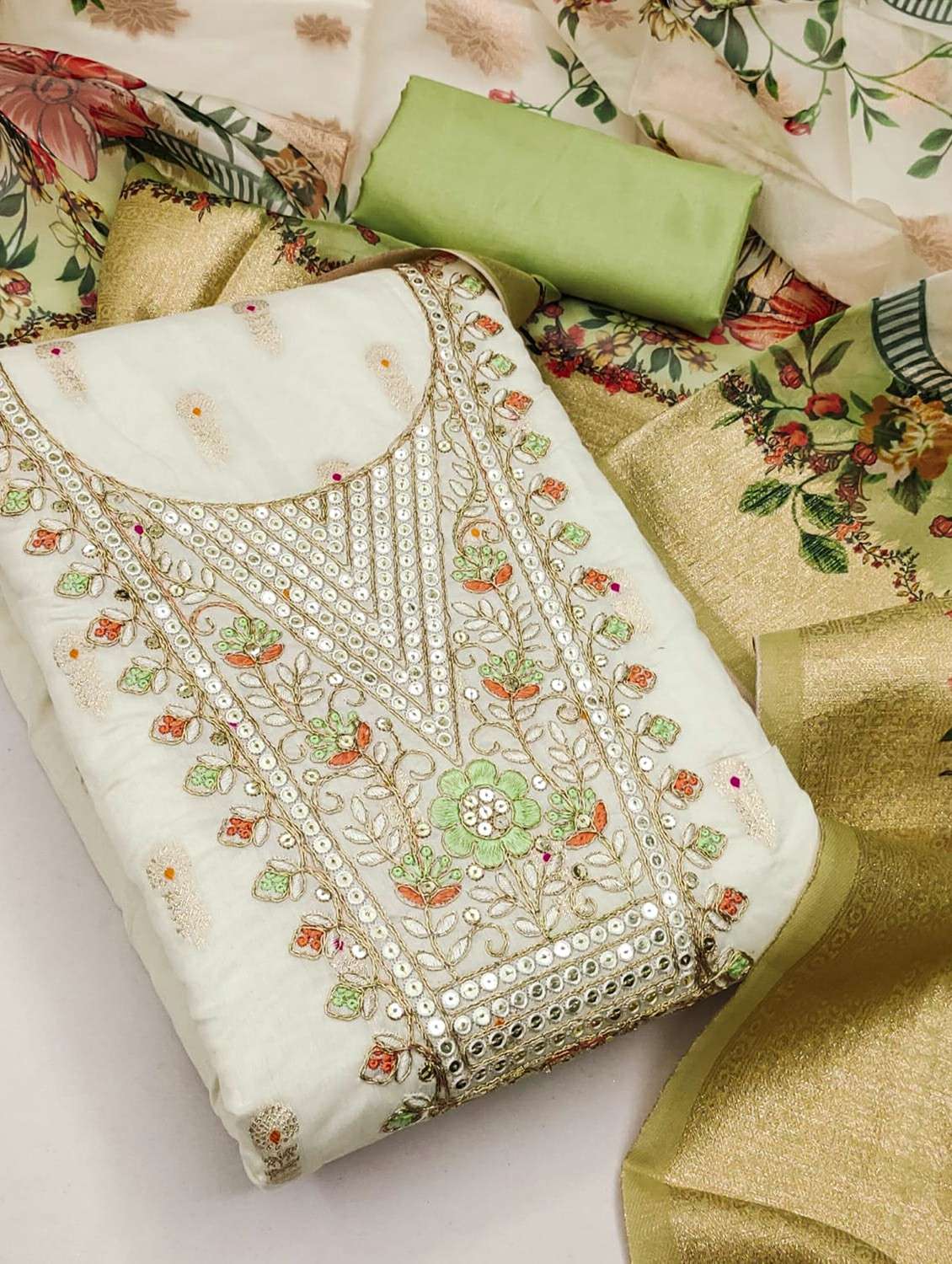 women self design embroidered unstitched suit set - 22244521 -  Standard Image - 2