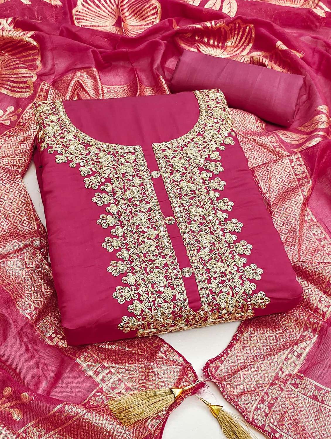 women solid with work unstitched suit set - 22244623 -  Standard Image - 2